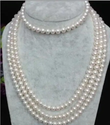 

Free shipping >>>>>> Charming!8-9mm White Akoya Culutred Pearl Long Necklace 80''
