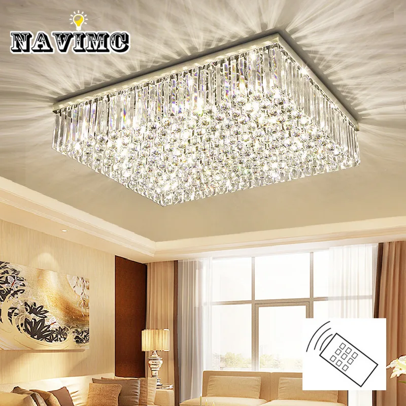 

Modern Led Crystal Ceiling Lamp Lighting for Living Room Bedroom 3 Colors Adjustable Square Rectangular