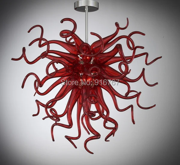 

Free Shipping Red Glass Art Decoration Led Modern Crysral Chandelier Light