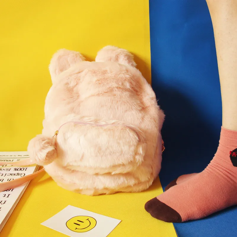 

Rabbit ears furry cute little tail backpack female student back bag cute fashion backpack