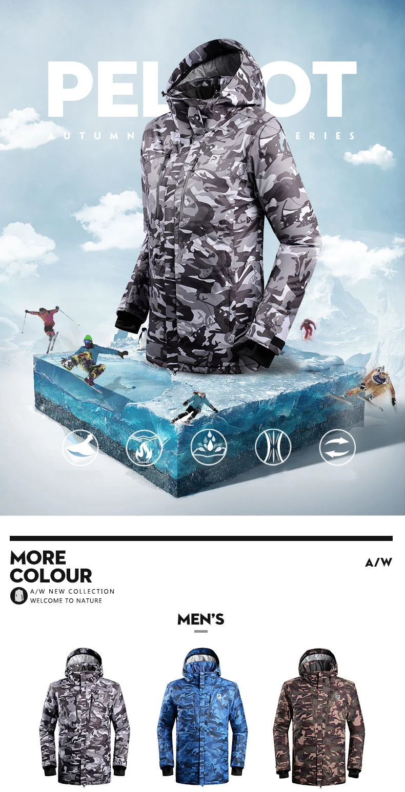 Pelliot французский лыжный костюм более аутентичный Открытый водонепроницаемый Зимний теплый дышащий двойной пластины Лыжная куртка и брюки