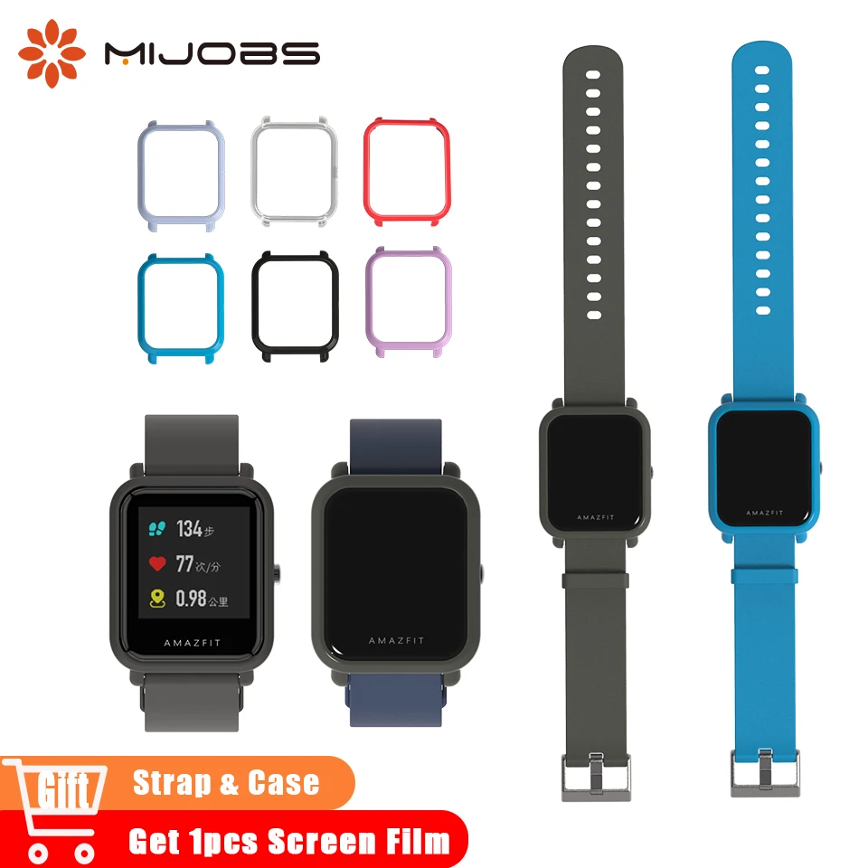 

Mijobs 20mm Sport Silicone Strap Case for Xiaomi Huami Amazfit Bip BIT Band Smart Watch Wristband Accessories Bracelet Protector