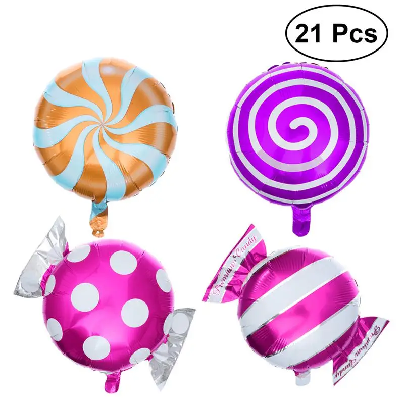 

21pcs Sweet Candy Balloons Set Round Lollipop Foil Balloon for Birthday Wedding Party Decoration