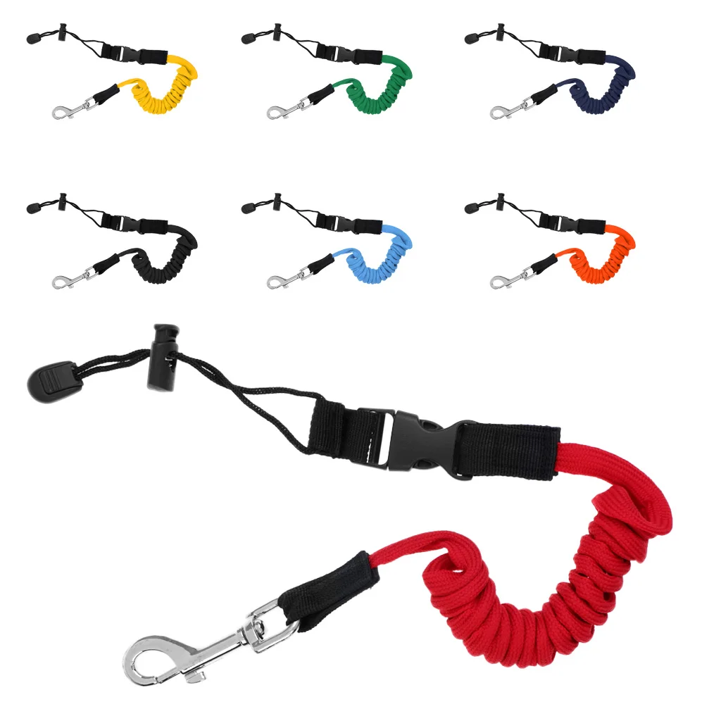 TPU Elastic 55 inch/140cm Kayak Canoe Paddle Leash Safety Inflatable Boat Fishing Rod Pole Coiled Lanyard Cord Tie Rope Acces