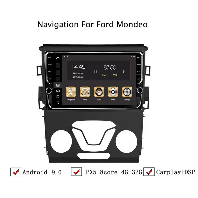 

9" 4G RAM 32G ROM Octa Core Android 9.0 Car GPS Navigation For Ford Mondeo 2014 2015 2016 Car Radio Stereo,Top Car Accessories