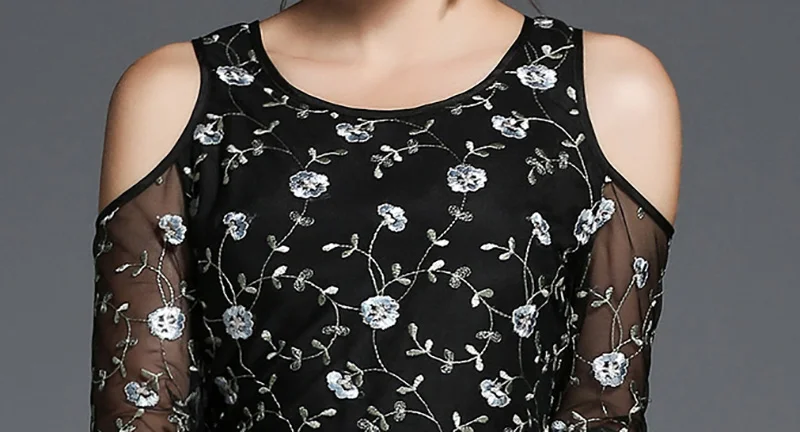 ShejoinSheenjoy O-Neck Mesh Patchwork A-Line Dresses Women Flower Embroidery Long Dress Black Off Shoulder Sexy Party Dresses (13)