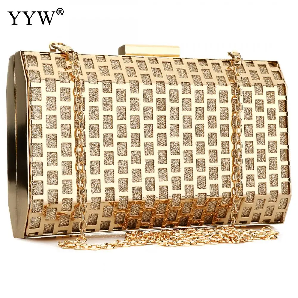 

YYW Crossbody Bags For Women 2018 Square Clutches Chain Hollow Glitter Shoulder Bags Party Evening Purse Bags Sac A Main Hot
