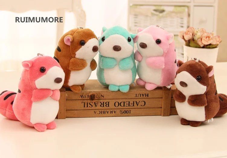 

HOT 5Colors - Kawaii BIG TAIL Stripes Squirrel Toys - 9CM Plush toy doll ; Stuffed squirrel Pendant Gift Plush Doll Toys