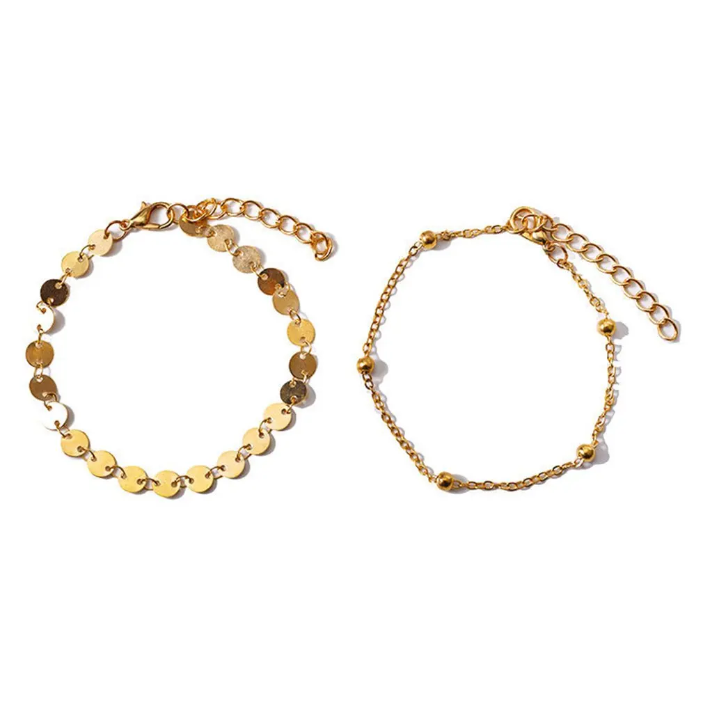 

Simple Wind Metal Double Chain Anklet Summer Beach Feet Jewelry Female
