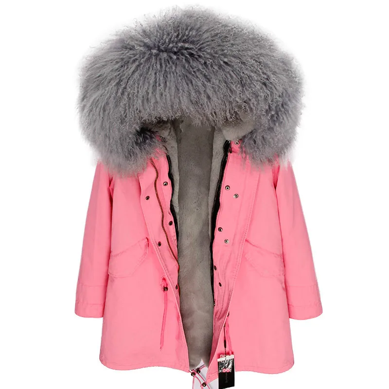 OFBUT winter jacket women real fur coat long parka natural Mongolia Sheep Fur collar hood thick warm streetwear brand new