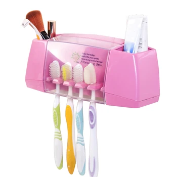 

4 Color multifunctional toothbrush holder Bathroom accessories storage Kitchen Family Wall Stand Toiletries Toothpaste Storage