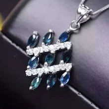 Натуральный Синий Сапфир кулон S925 серебро Природный камень кулон Цепочки и ожерелья модный элегантный выравнивание слоя женские вечерние украшения