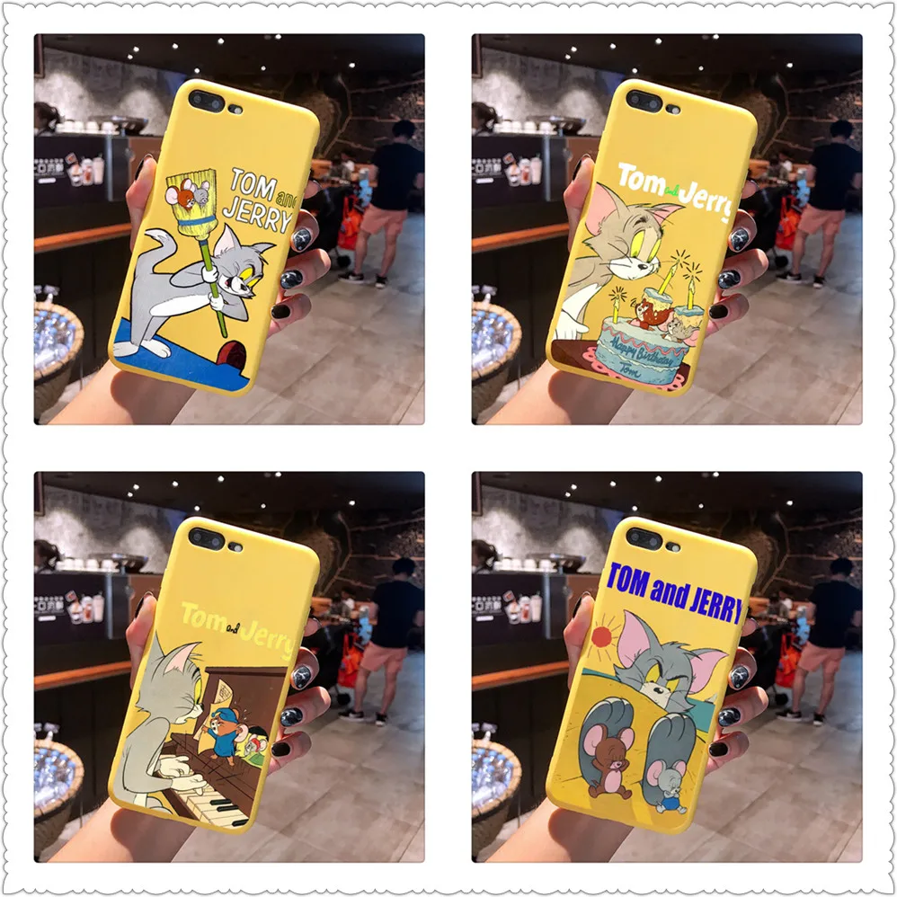 Cartoon Tom Jerry Stitch Candy Color TPU Case phone For iphoneX 7 8 XS XR XSMAX Red Yellow purple Cover