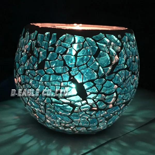 

Color Glass Mosaic With HandMade Candle Holders For Wedding&Dinner& Home Table Decorative Holders C