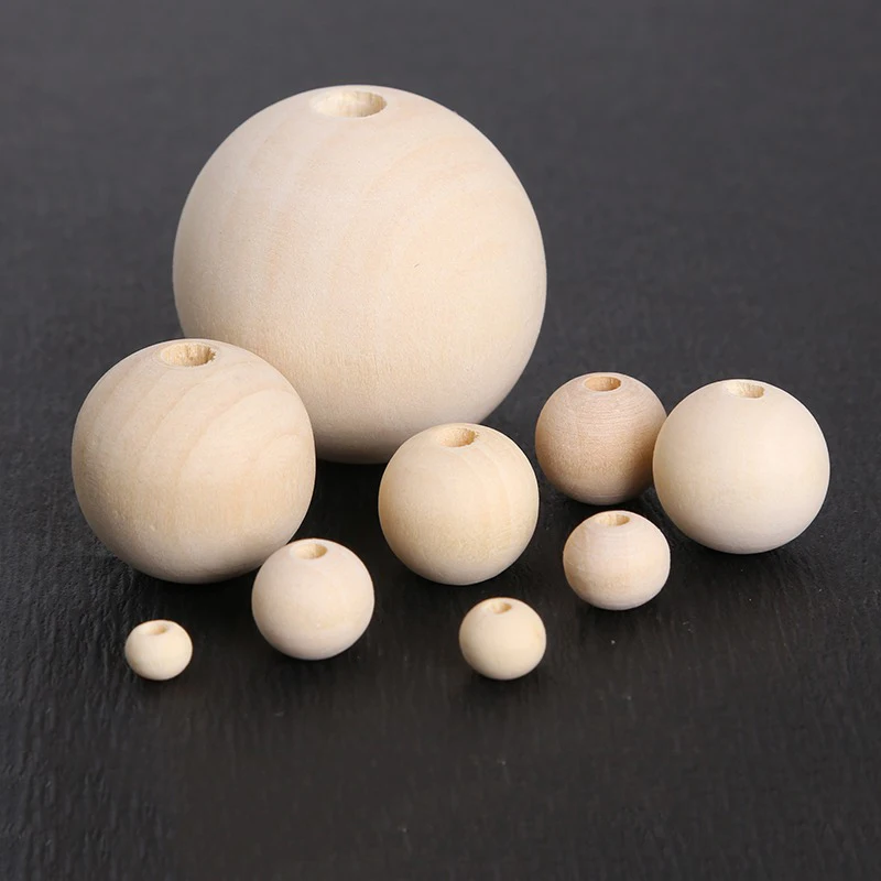 

6-40mm Wood Spacer Beads Natural Color Round Eco-Friendly Loose Wooden Bead DIY for Jewelry Making Bracelet Accessories