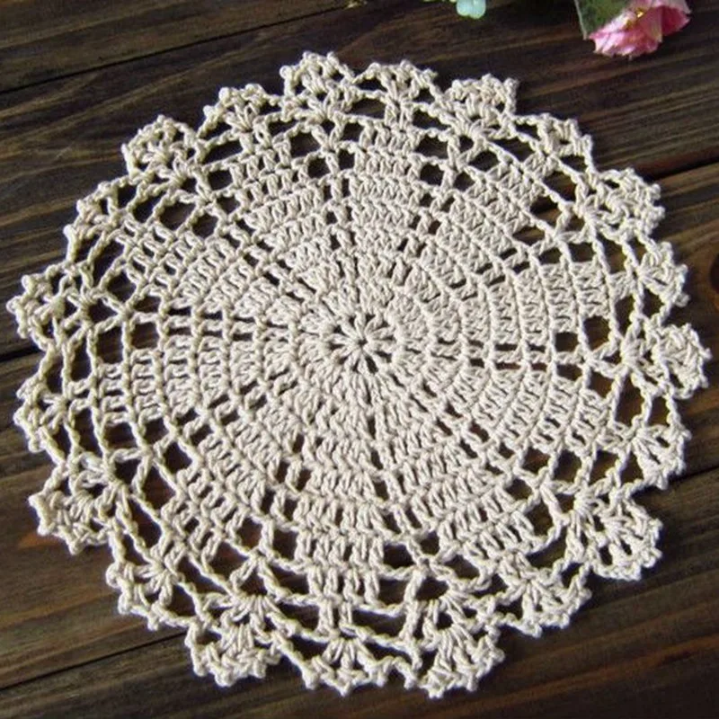 6 pcs 3,5” Round Crochet Lace Doily Coaster White Thread Handmade Shabby Chic 