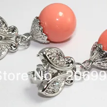 Новое поступление; ; Заводская цена; красивый искусственный Коралл; каменные серьги; 2 пар/лот; модные ювелирные изделия;#04