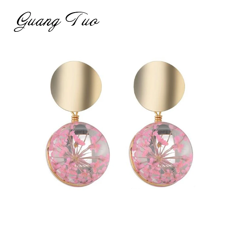 

ES245 Creative Clear Transparent Ball Earrings Metal Sequin Dangle Hanging Earrings for Women Dried Flower Jewelry Wedding Party