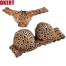 DKERT ABC стринги, сексуальный Леопардовый женский комплект с бюстгальтером, пуш-ап, ABC кружевные стринги, нижнее белье, трусики, роскошный комплект с бюстгальтером K1393