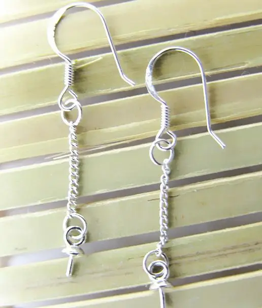 100Pcs(50Pair) 925 Silver Earrings Hook Chain DIY Earrings Pure Silver