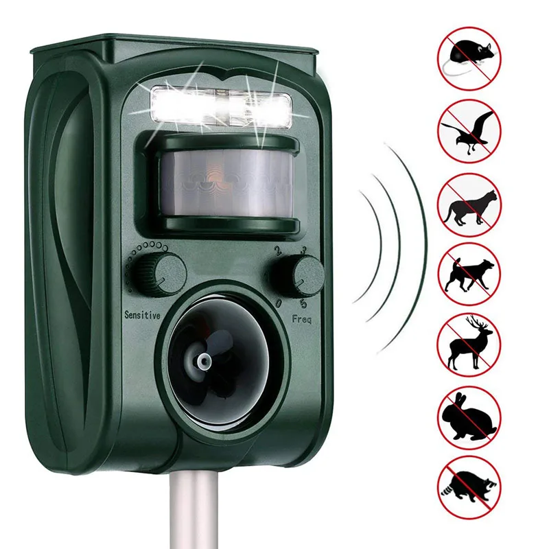 

Outdoor Garden Solar Ultra Sound Outdoor Animal Repeller Motion Sensor Flash Light Bird Dog Cat Raccoon Rabbit Animal Dispeller