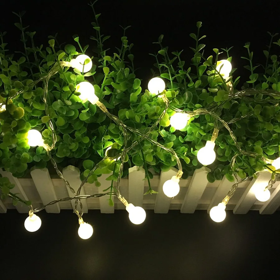 

HANMIAO 10/20 LED Balls Garland on Batteries 2cm Diameter Ball String Lights for Christmas Festival Holiday Party LED Garland 42
