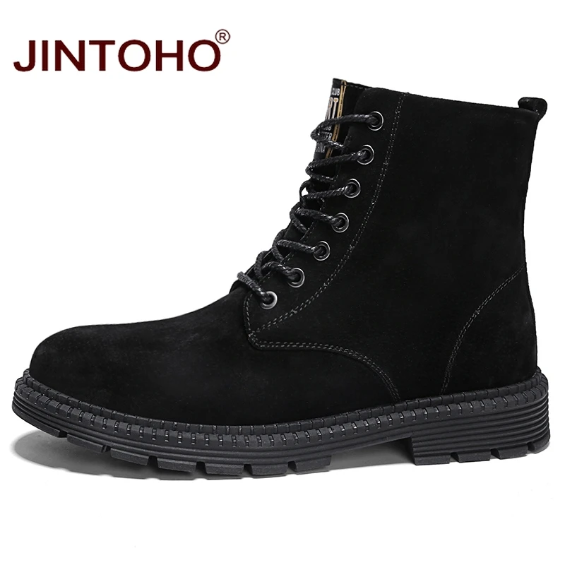 JINTOHO/мужские зимние ботинки из натуральной кожи модная мужская зимняя кожаная