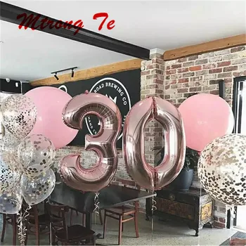 

40inch Rose Gold Silver Number Figure Foil Helium Balloons Birthday Party Celebration Decoration Air Globos Inflatable Ballons