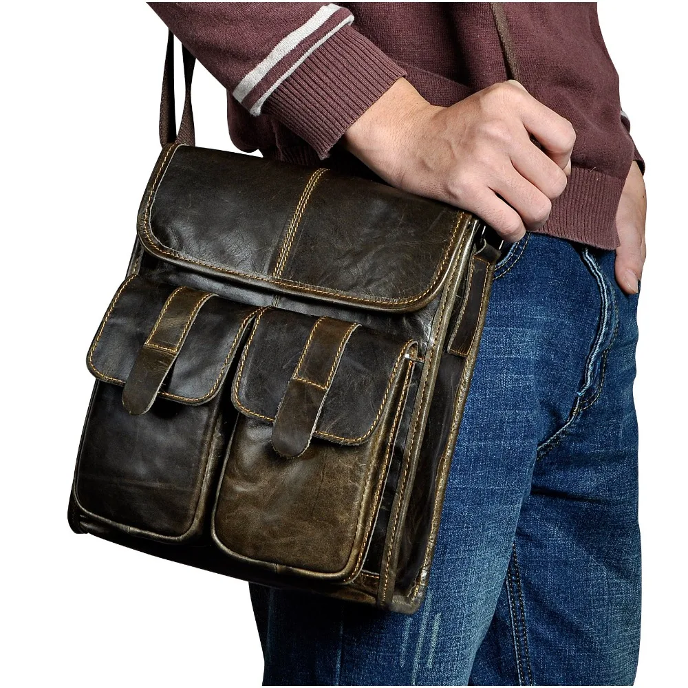 Мужская Дизайнерская Сумка через плечо из натуральной кожи, модная сумка через плечо для колледжа, 10 дюймов, сумка для университетской школы, А4, сумка для книг, 009r