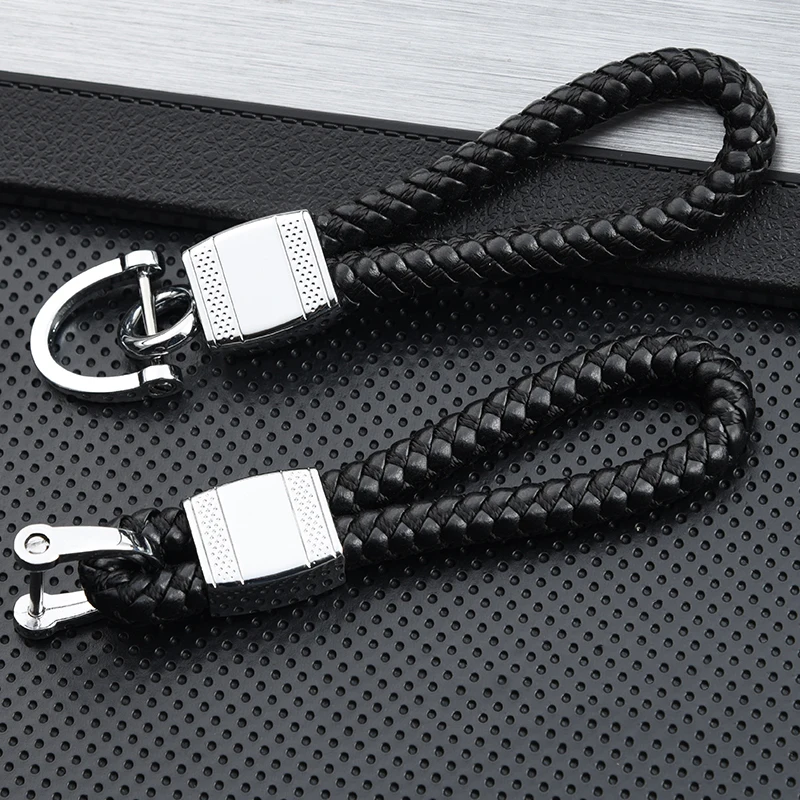 

Car key ring hand-woven rope braided leather car keychain Keyring Metal buckle for car creative gift Motorcycle Auto accessories