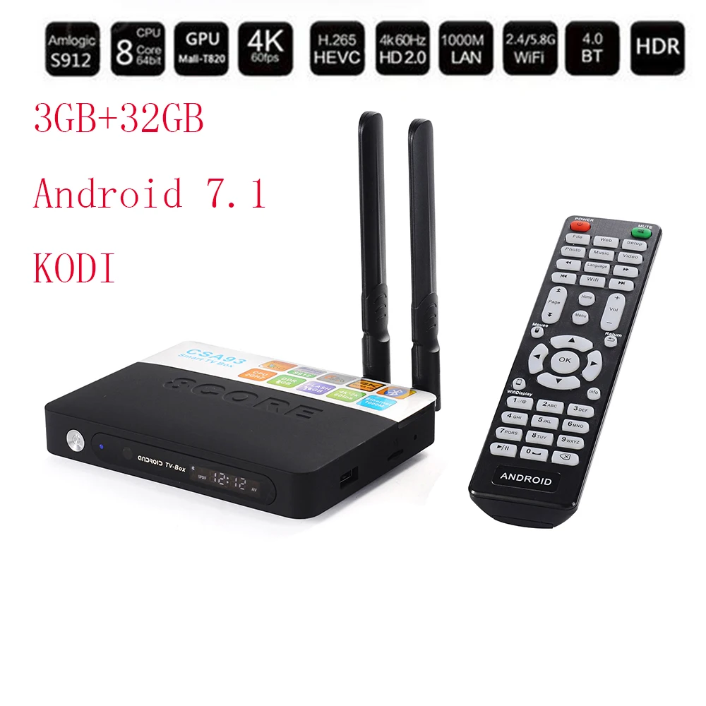 

2018 Smart TV Box Android 7.1 S912 Octa core 3GB/32GB Dual WiFi 4K Bluetooth 4.0 TV Box HD Media Player Tvbox Set top Box Europe