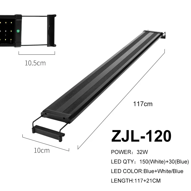 117-138 см с выдвижными кронштейнами светодиодный светильник для аквариума длинный светильник ing 150 белый и 30 синий светодиодный s подходит для аквариума - Цвет: ZJL-120