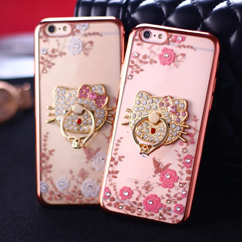 Роскошные гальванизируйте тпу телефон чехол для iPhone 6 S секретный сад цветы алмаз