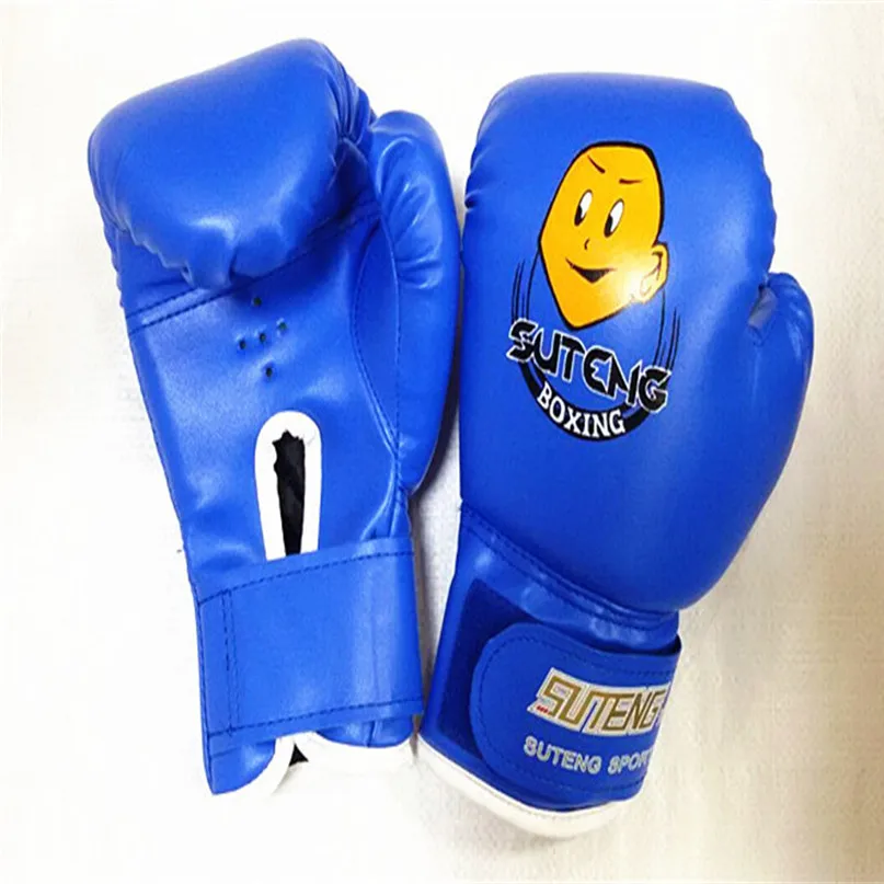1 Pair Children Cartoon Boxing Gloves Punching Bag Sparring Training Fight Age 3-12 Years Red Blue Black  (2)