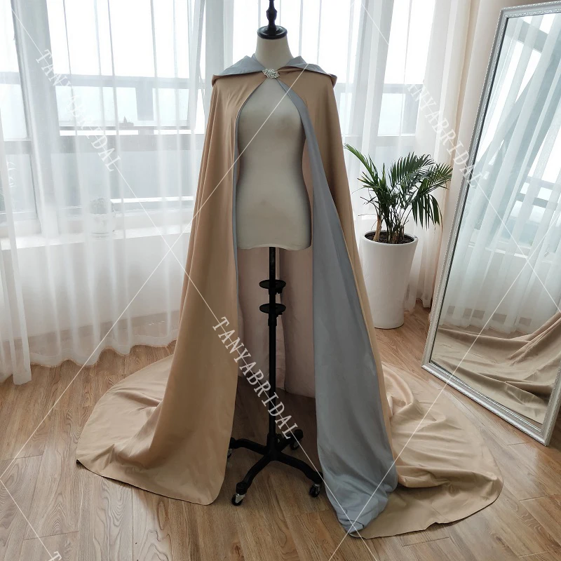 Blue Long Wedding Wrap with hats Bridal Winter Bolero women Coat for Evening Wear Elegant Wedding Accessories Z912