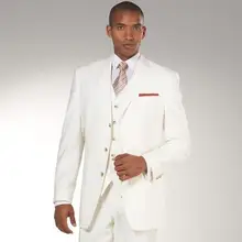 Смокинги для жениха цвета слоновой кости на одной пуговице с отворотами лучшие мужские свадебные костюмы для выпускного(пиджак+ брюки+ жилет+ галстук