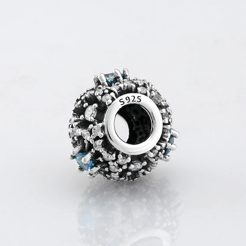 Новые 925 пробы серебряные модные роскошные небесно-голубые CZ бусины подходят к оригиналу Pandora браслет для изготовления ювелирных изделий