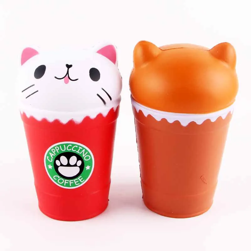 Мягкий антистресс Kawaii Squishies медленный рост Jumbo ароматизированный капучино кофейная чашка кошка забавные игрушки для детей мальчиков и девочек