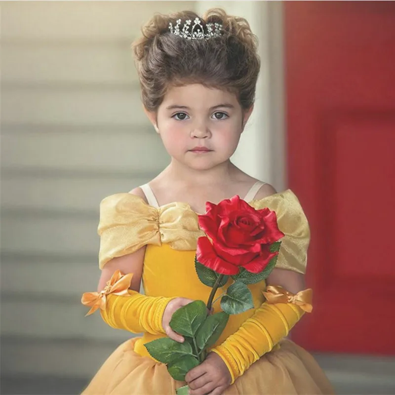 Платье для маленьких девочек детское платье "Принцесса Белль" Косплэй вечернее платье на Хэллоуин для дня рождения, костюм, рождественский подарок для детей, карнавальный костюм