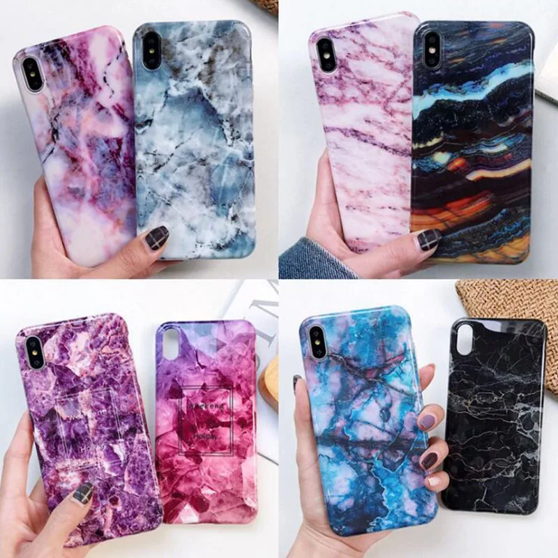 

QAYYNIMY Luxury Marble Phone Case For iPhone 6 7 8 Plus Fashion Glossy Soft TPU Back Cover For iPhone X Xs Max XR