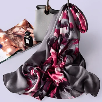 

100% Pure Silk Scarf Ladies Luxury Brand 2019 Hangzhou Silk Shawls and Wraps for Women Natural Real Silk Scarves Foulard Femme
