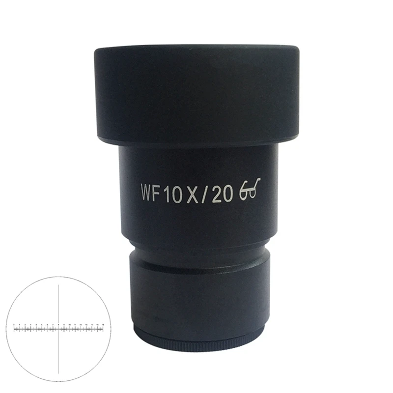 

1PC High Eye-point Wide Field WF10X/20 Stereo Microscope Eyepiece with Rubber Eye Cups and Scale Mounting Size 30 mm