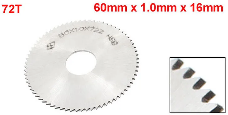 Серебряный тон HSS 72 т 60 мм x 1.0 мм x 16 мм резки Режущие диски 2 шт