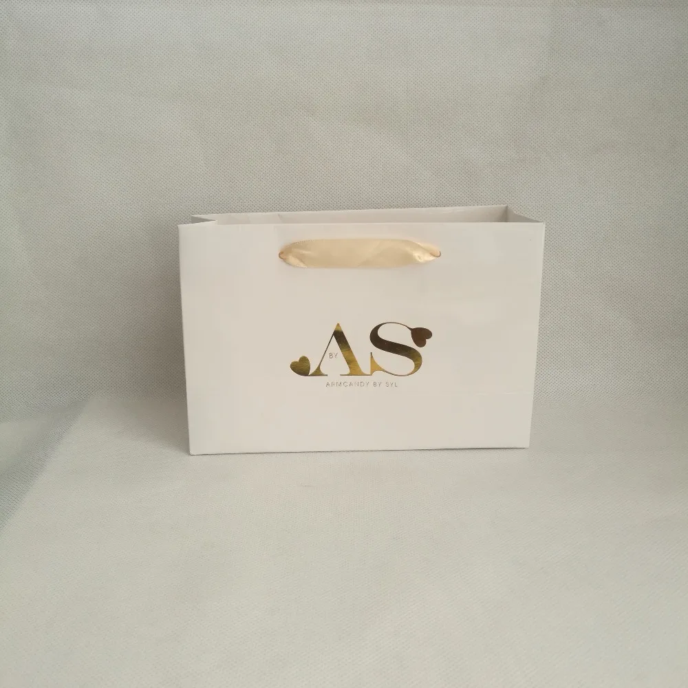 Чернильная подставка для оберточная бумага premium glossy Ламинирование класса люкс Сумка-тоут бумажные пакеты для покупок с золотым логотипом из фольги и лентой ручки для ювелирных изделий/подарки