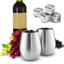 Портативные бокалы для вина из нержавеющей стали, пивная чашка+ 4 штуки, ледяной кубик для виски, для ежедневных пикников, распродажа TB