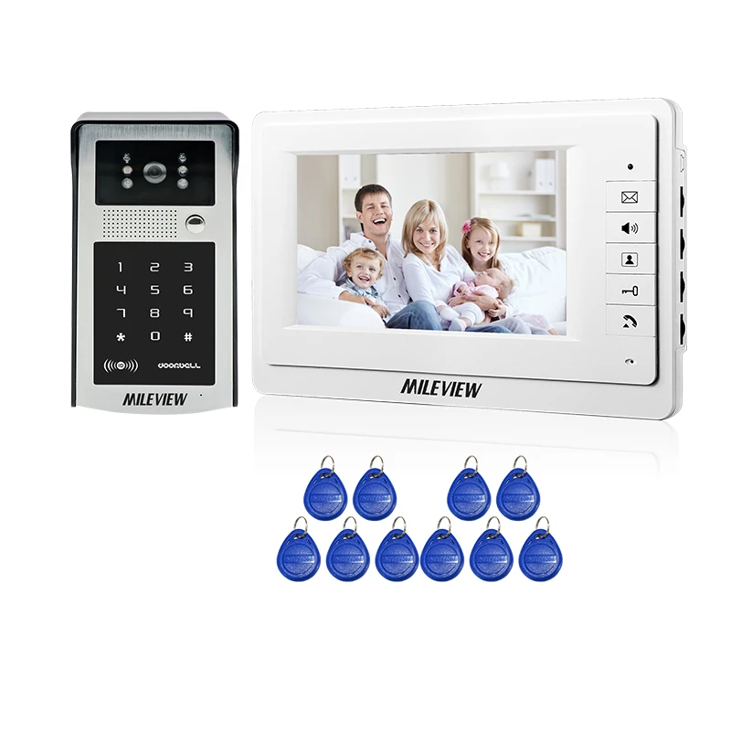 

FREE SHIPPING New Wired 7" LCD Color Screen Video Door Phone Intercom System + Metal Panel Outdoor RFID Code Keypad Camera