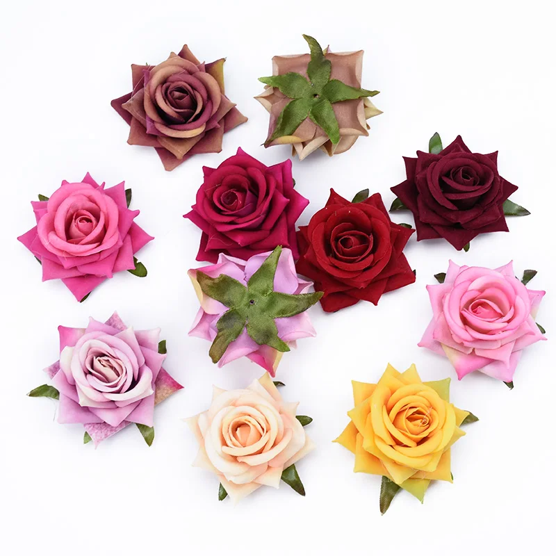 

5/10 Pieces Flannel roses silk flowers wall artificial plants for home wedding decoration diy bride a cap ornamental flowerpot