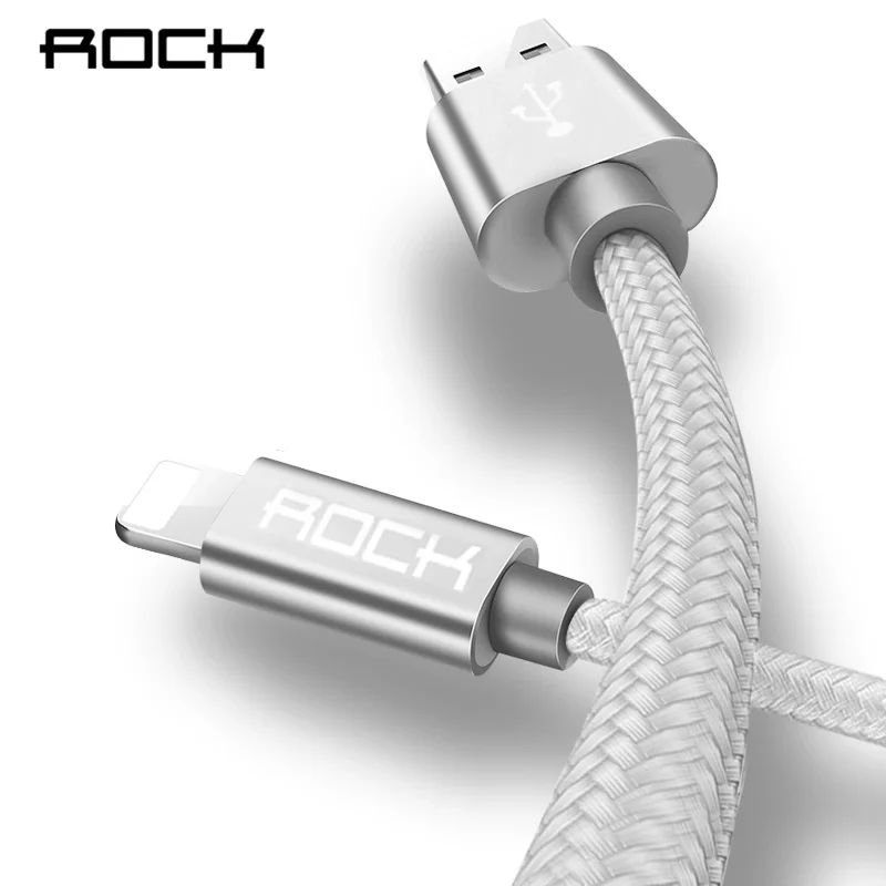 ROCK Cable para IPhone, IOS 11 10 9 cargador rápido de iluminación para Cables USB Cable de carga 0,2 M 1,0 M 1,8 M 3 M 2.1A para teléfono móvil