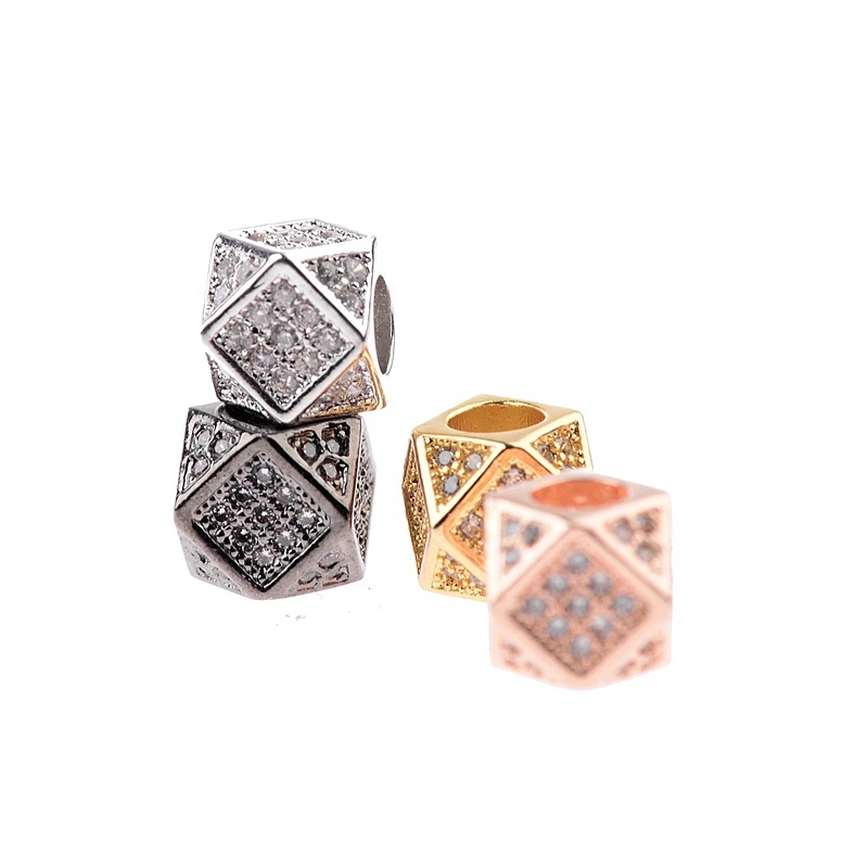 

2017 Mini Geometric Shape DIY Beads With Zircon Top Quality Copper Beads Making Bracelet Jewelry Accessories BDYE011