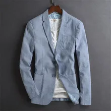 Мужской Блейзер, верхняя одежда размера плюс 4Xl, повседневный тонкий мужской пиджак, Новое поступление, весенне-летний льняной костюм с пряжкой A5377